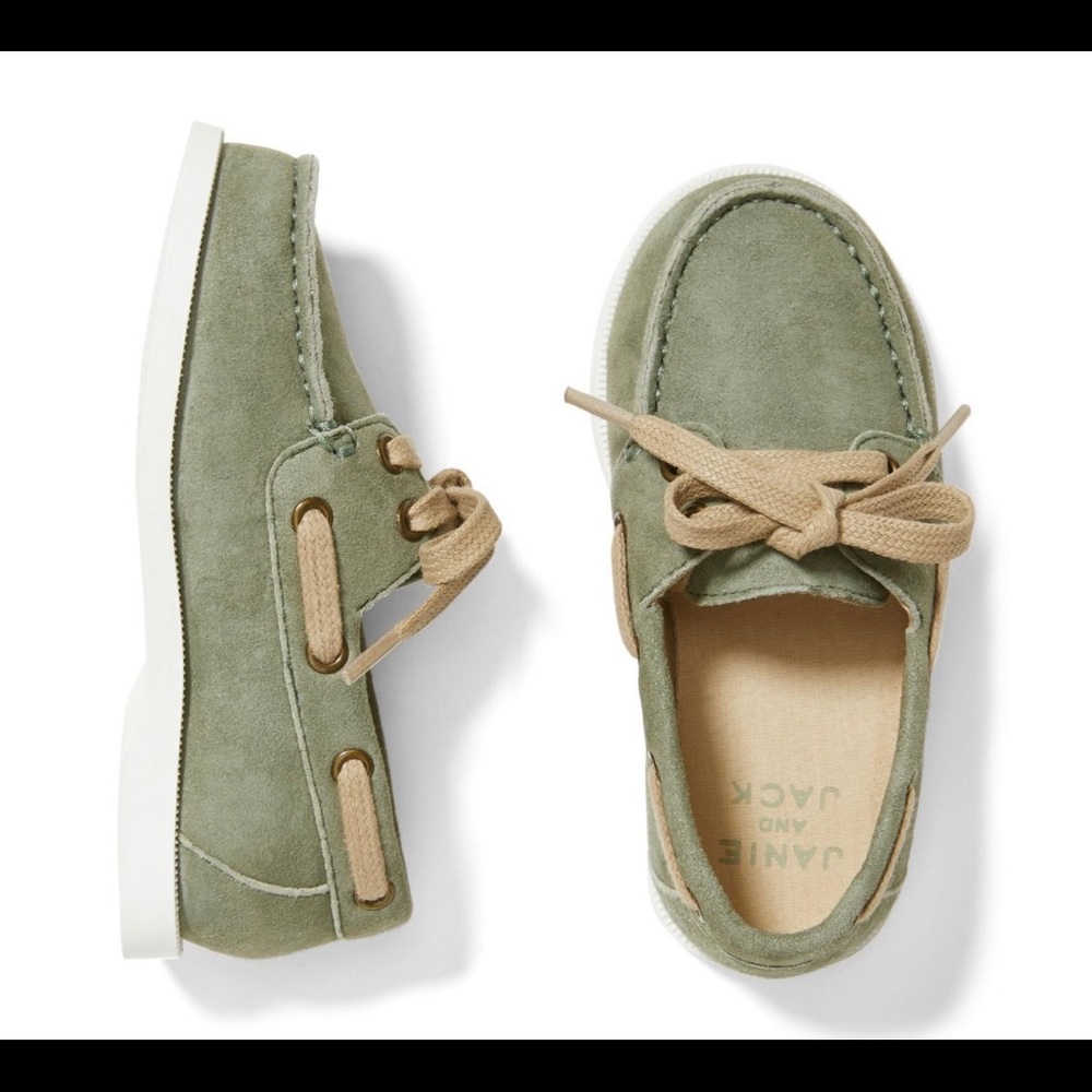Janie and Jack Boy’s Suede Shoes, Olive, Kids Boys Size 7US